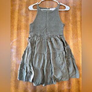 Smocked Olive Green Tiered Dress